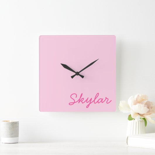 バブルガムピンクホットピンクカスタム色の名前スクウェア スクエア壁時計 (ホーム)