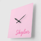 バブルガムピンクホットピンクカスタム色の名前スクウェア スクエア壁時計 (傾斜)