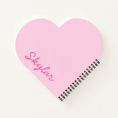 バブルガムピンクホットピンクカスタム色の名前ハート ノートブック (裏面)