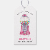 バブルガムピンクポップピンガール1st誕生日パーティー ギフトタグ (正面)