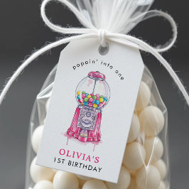 バブルガムピンクポップピンガール1st誕生日パーティー ギフトタグ