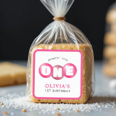 バブルガムピンクポップピンガール1st誕生日パーティー スクエアシール