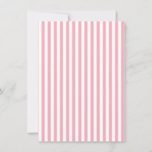 バブルガムピンク色の可愛いラディバグストライプ 招待状 (裏面)