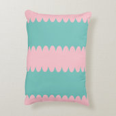 バブルガムピンク&ティール（緑がかった色）かわいらし，ようこそ，テキスト アクセントクッション (裏面(縦))