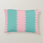 バブルガムピンク&ティール（緑がかった色）かわいらし，ようこそ，テキスト アクセントクッション (裏面)