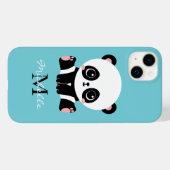 バブルガムブルーパンダモノグラム 名前入り Case-Mate iPhoneケース (裏面 (横))