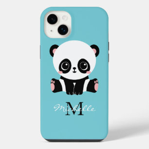 バブルガムブルーパンダモノグラム 名前入り iPhone 14 PLUSケース