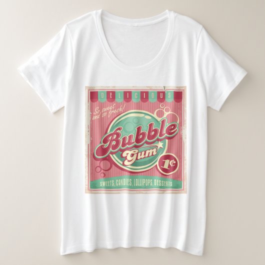 バブルガムプラスサイズシャツ プラスサイズTシャツ (デザイン正面)