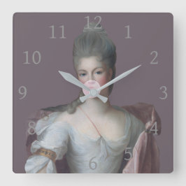 バブルガム吹ディヴァのピンクのバブルガム スクエア壁時計