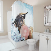 バブルガム水色ヤギ青フローラGetYerGoat™ シャワーカーテン (インサイチュ)