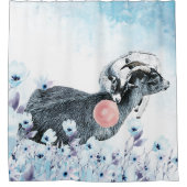 バブルガム水色Pygmyママ – ベビーGetYerGoat™ シャワーカーテン (正面)