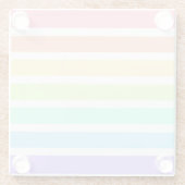 バブルガム虹と白ストライプ色 ガラスコースター (裏面)