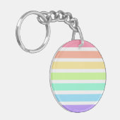 バブルガム虹と白ストライプ色 キーホルダー (正面左)
