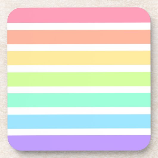 バブルガム虹と白ストライプ色 コースター (正面)