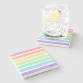 バブルガム虹と白ストライプ色 ストーンコースター (横)