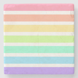 バブルガム虹と白ストライプ色 ストーンコースター