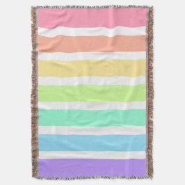 バブルガム虹と白ストライプ色 スローブランケット