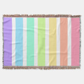 バブルガム虹と白ストライプ色 スローブランケット (正面)