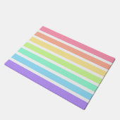 バブルガム虹と白ストライプ色 ドアマット (アングル)