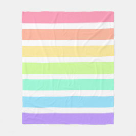 バブルガム虹と白ストライプ色 フリースブランケット