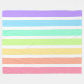 バブルガム虹と白ストライプ色 フリースブランケット (正面(横))