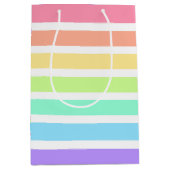 バブルガム虹と白ストライプ色 ミディアムペーパーバッグ (正面)