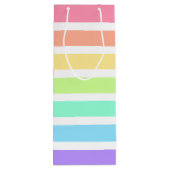 バブルガム虹と白ストライプ色 ワインギフトバッグ (裏面)