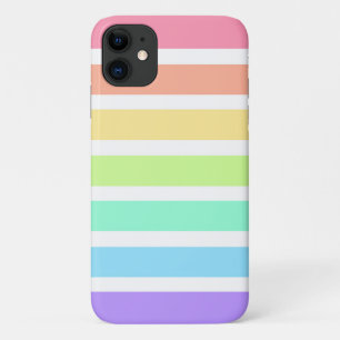 バブルガム虹と白ストライプ色 iPhone 11 ケース