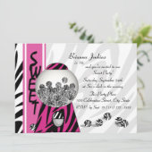 バブルガム ストライプ / ピンク 招待状 (スタンド正面)