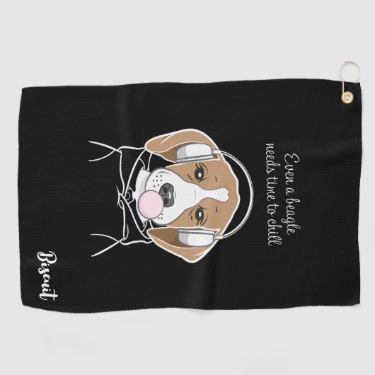 バブルガム・ビーグルで冷やかおもしろいした犬 ゴルフタオル (横)