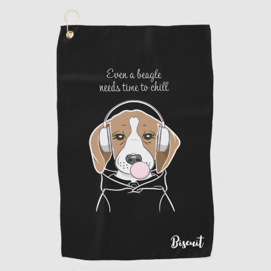バブルガム・ビーグルで冷やかおもしろいした犬 ゴルフタオル (正面)