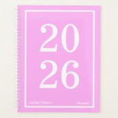 バブルガム ピンク ビッグイヤー ラージ プランナー手帳 (正面)