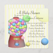 バブルガム ベイビー シャワー 招待状 (正面/裏面)