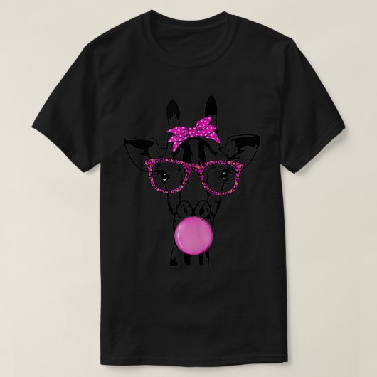 バブルガムanaメガネのかわいいキリン tシャツ (デザイン正面)