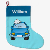 バブルクリスマス付きブルーカーストッキング ラージクリスマスストッキング (正面)