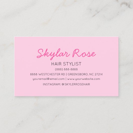 バブルグムピンクとホットピンクガーリーかわいい 名刺 (裏面)