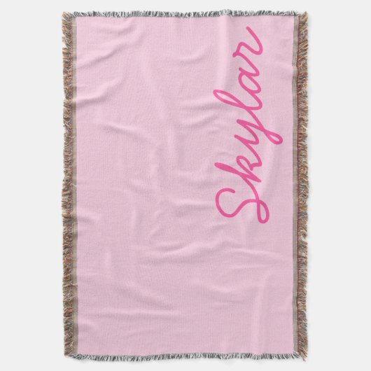 バブルグムピンクとホットピンク名前をカスタムするモノグラム スローブランケット (正面縦)