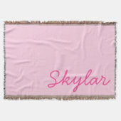 バブルグムピンクとホットピンク名前をカスタムするモノグラム スローブランケット (正面)