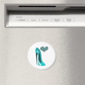 バブルグムブルースティレット靴と3Dハート マグネット (インサイチュ (食洗機))