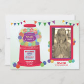 バブルグムマシン誕生日スイーツトリートフォト 招待状 (正面)