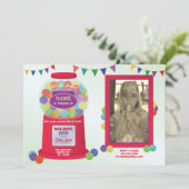 バブルグムマシン誕生日スイーツトリートフォト 招待状 (スタンド正面)