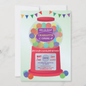 バブルグムマシン誕生日スイーツトリート招待状 招待状 (正面)