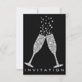 バブルグラスシャンパンカクテルグレーの結晶 招待状 (正面)