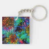バブルサイケデリックバースト抽象芸術デイジー キーホルダー (裏面)