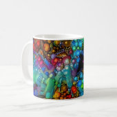 バブルサイケデリックバースト抽象芸術デイジー コーヒーマグカップ (正面左)