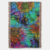 バブルサイケデリックバースト抽象芸術デイジー スローブランケット (正面縦)