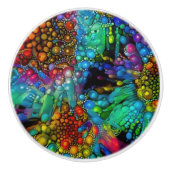 バブルサイケデリックバースト抽象芸術デイジー セラミックノブ (正面)