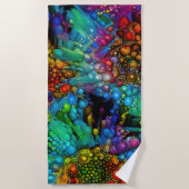 バブルサイケデリックバースト抽象芸術デイジー ビーチタオル (正面)