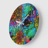 バブルサイケデリックバースト抽象芸術デイジー ラージ壁時計 (傾斜)