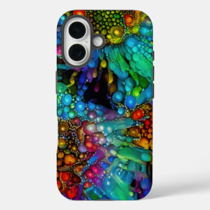 バブルサイケデリックバースト抽象芸術デイジー iPhone 16ケース